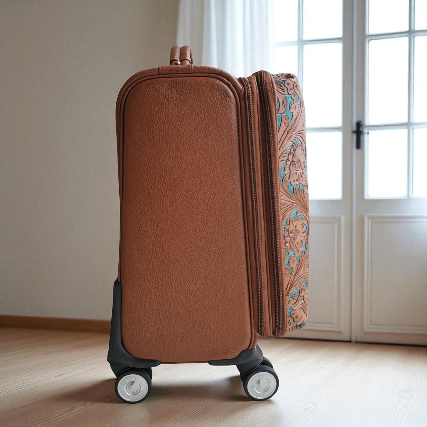 Hand Tooled Overnight Duffel Leather Travel Weekender