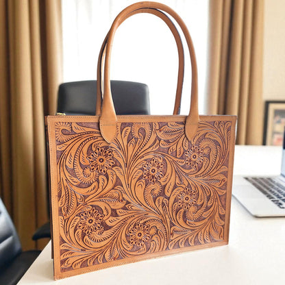 Premium Tooled Western Laptop Purse