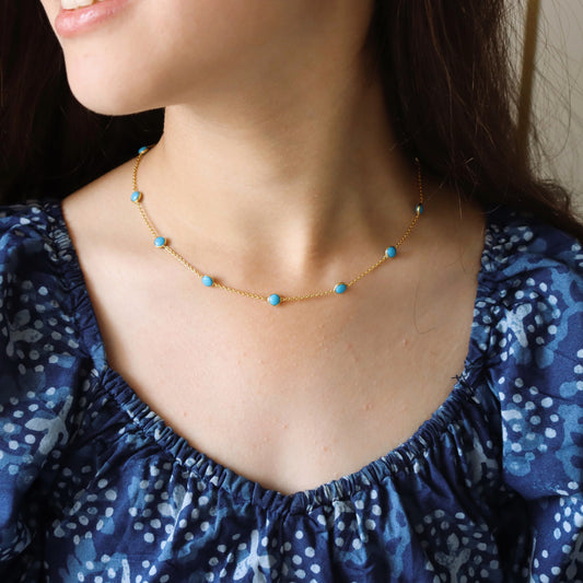 Dainty Turquoise Semi precious Stone Necklace