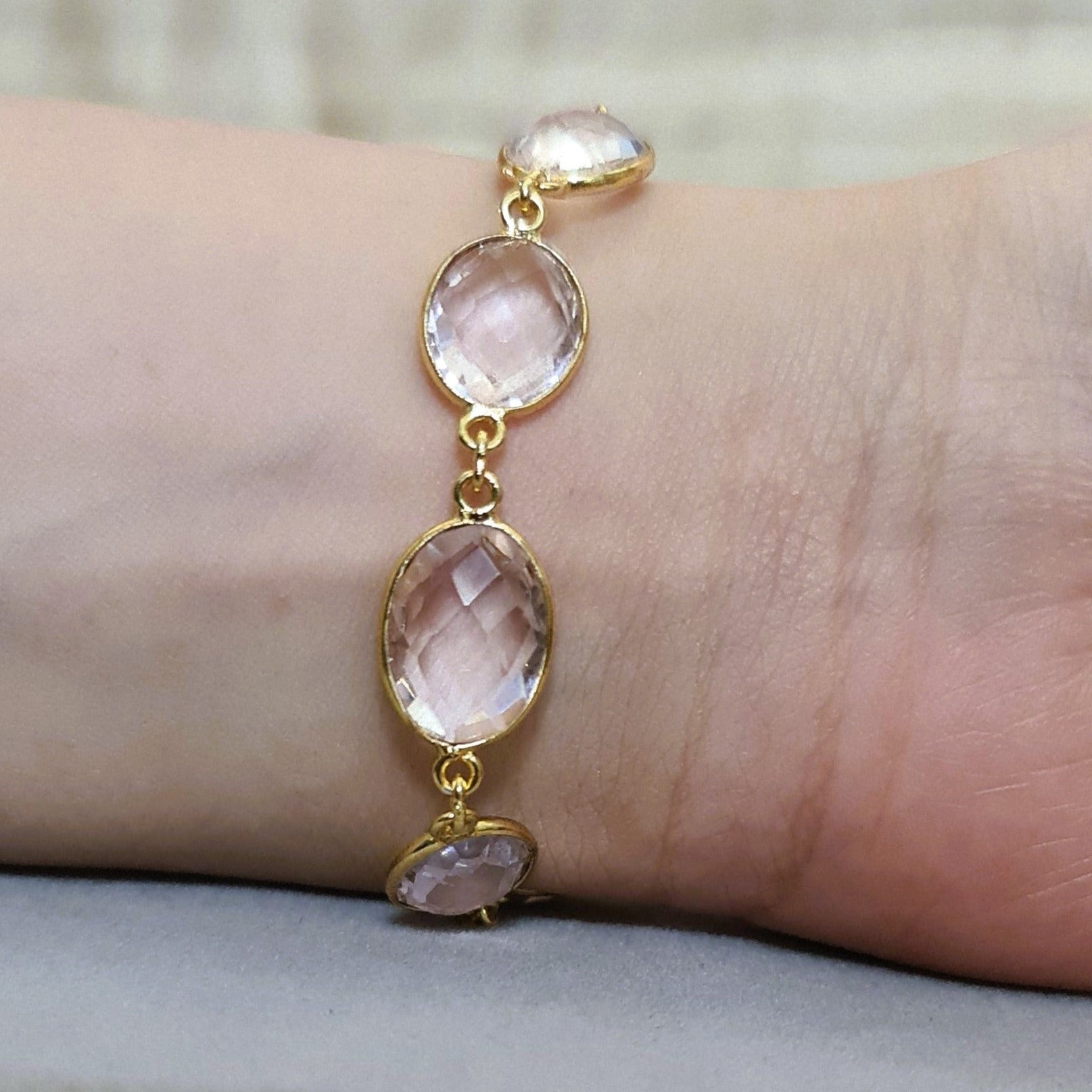 Rose Quartz Pastel Pink Natural Stone Bracelet