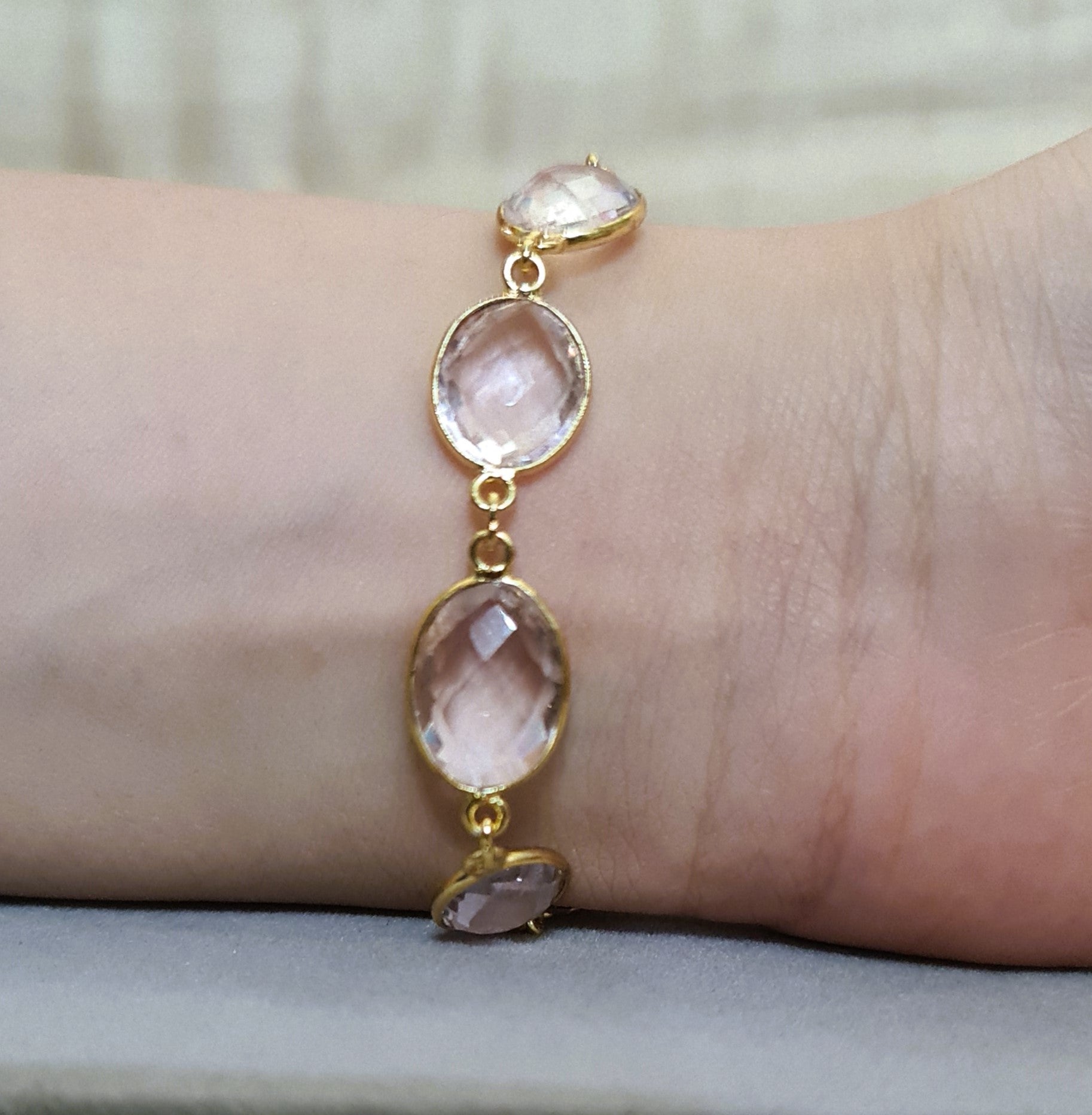 Rose Quartz Pastel Pink Natural Stone Bracelet