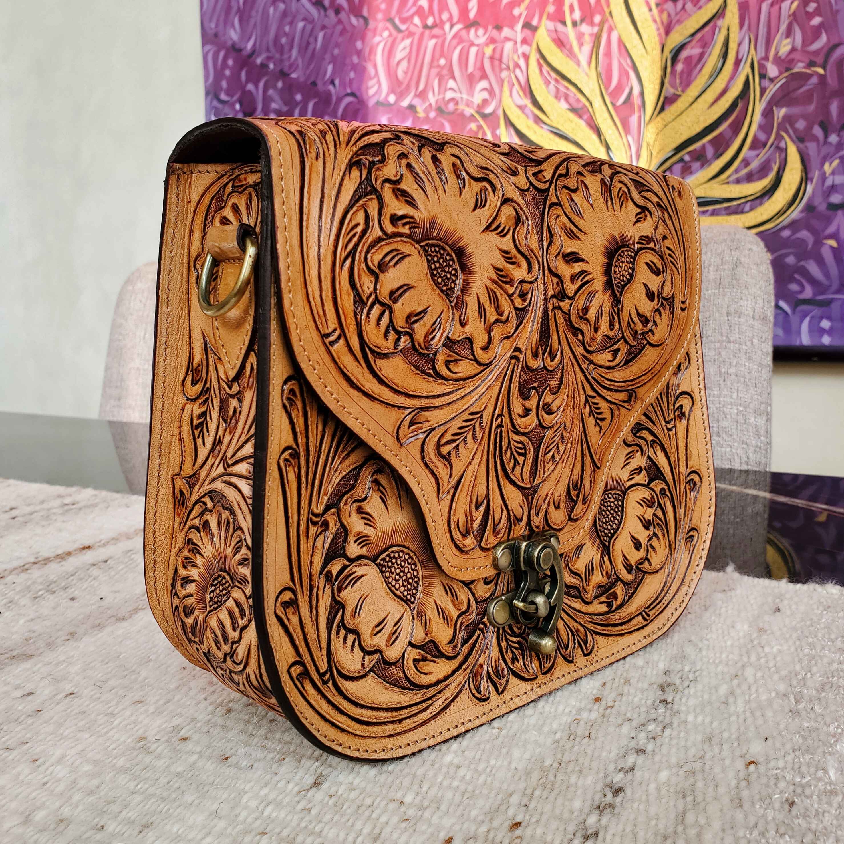 Western Tooled Purse Sling