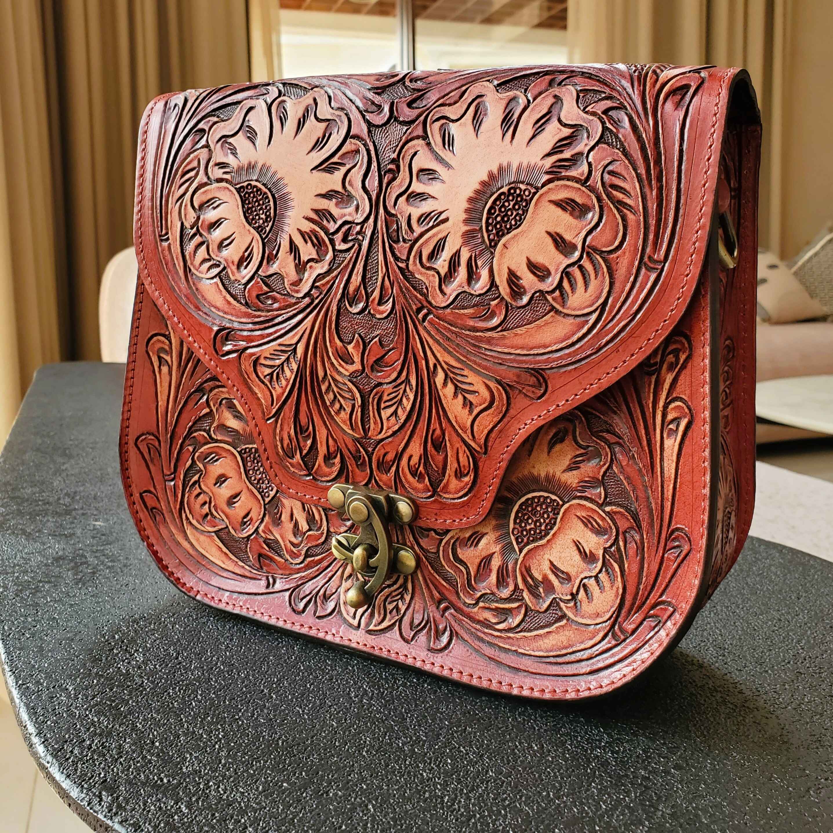 Western Tooled Purse Sling