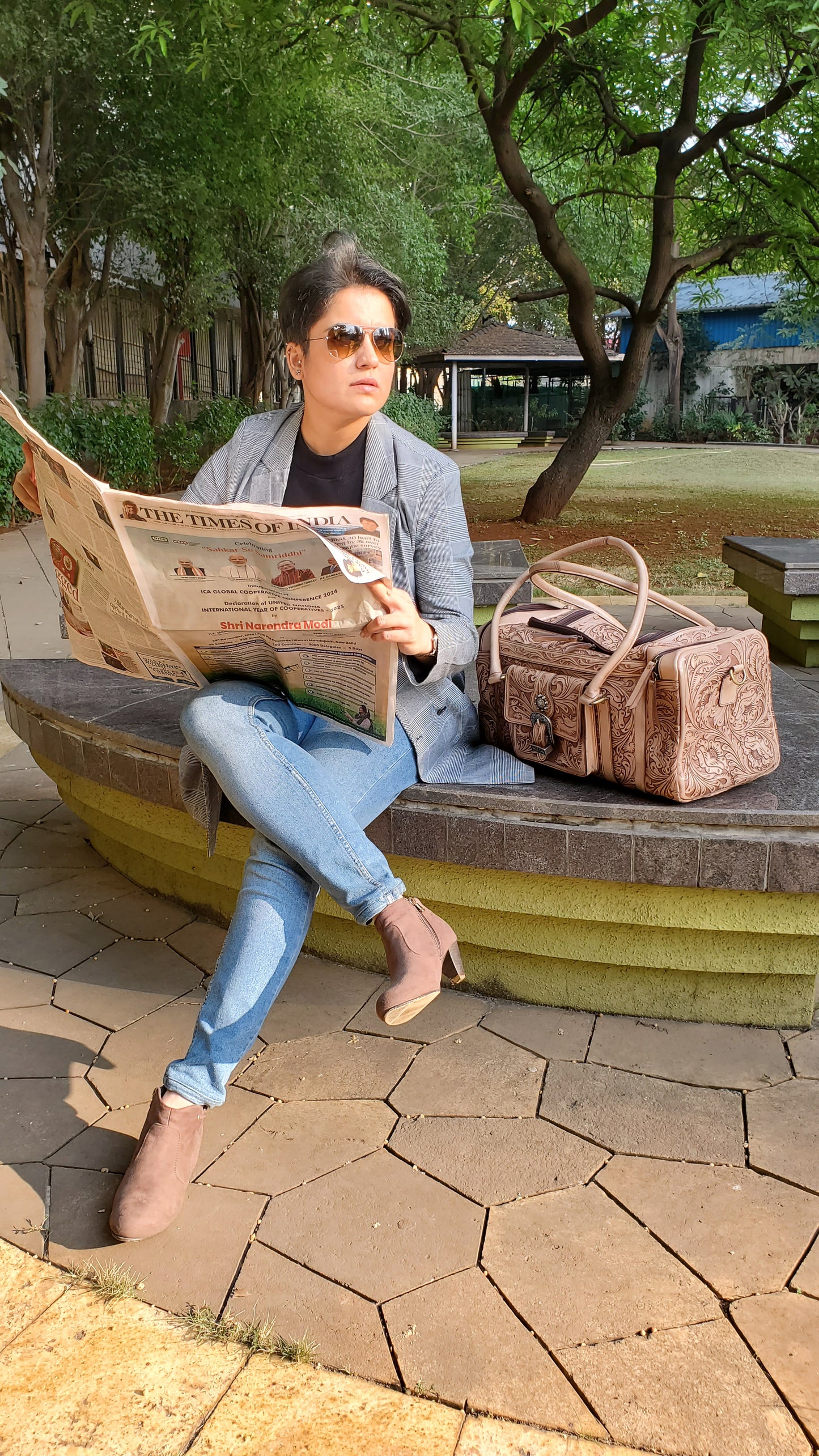 Western Hand Tooled Travel Weekender
