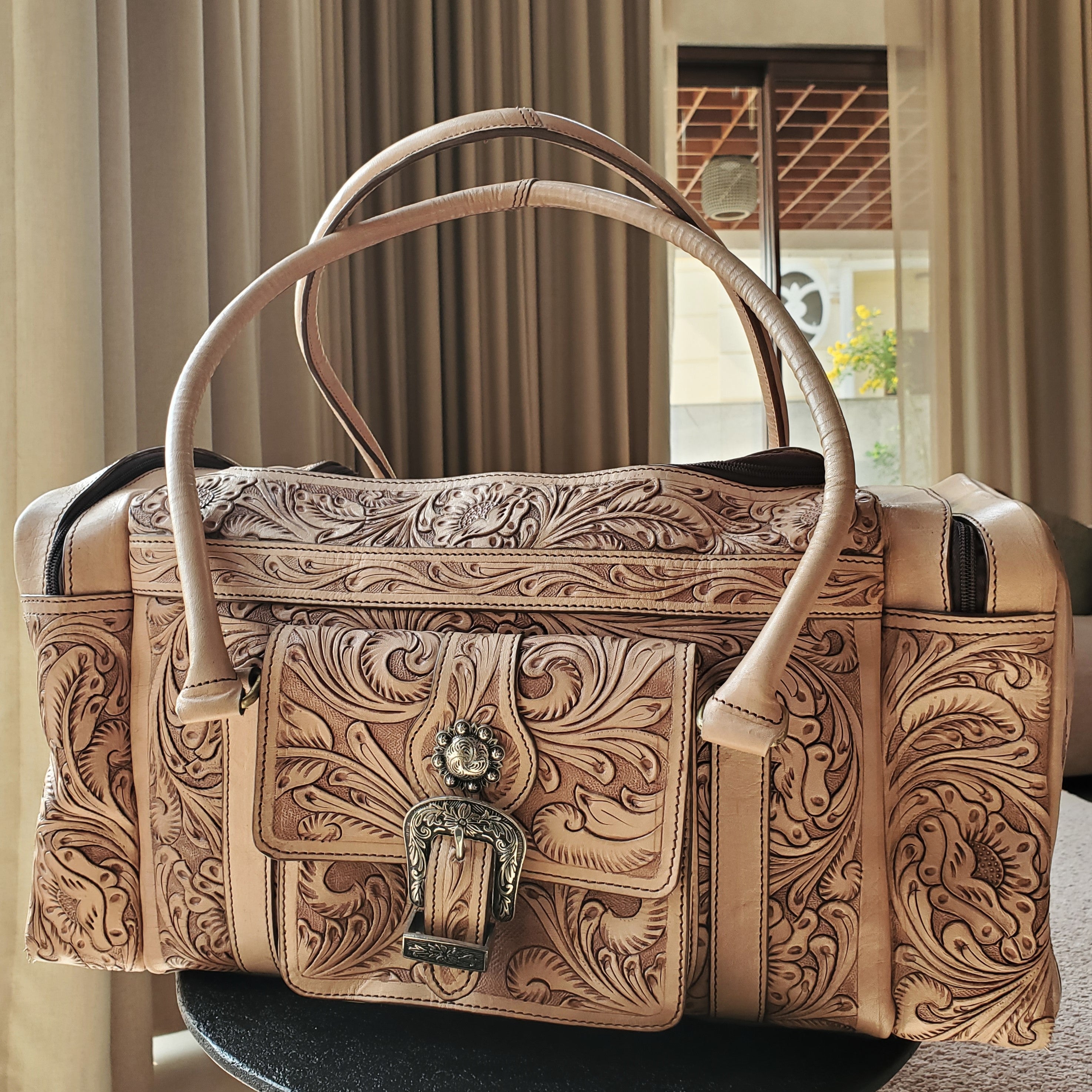 Western Hand Tooled Travel Weekender