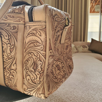 Western Hand Tooled Travel Overnight Duffel