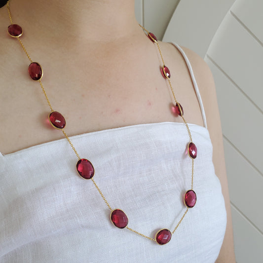 Red Ruby Tourmaline Natural Stone Necklace