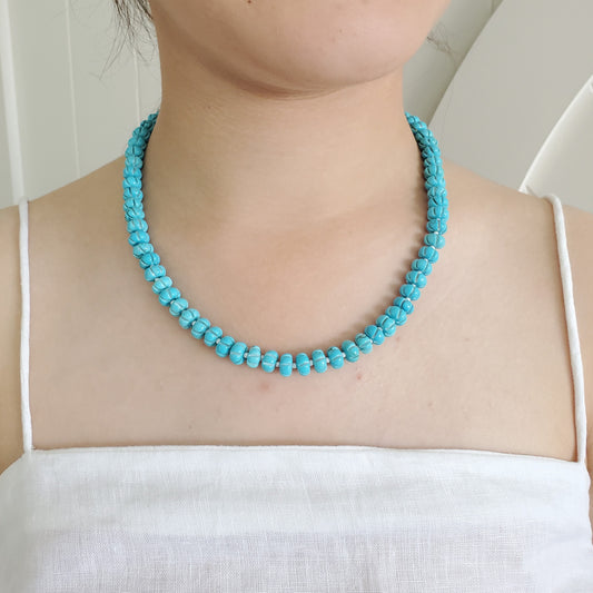 Carved Rondelle Turquoise Royal Pumpkin Beads necklace