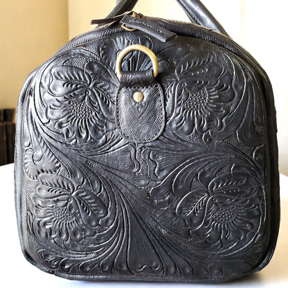 Hand Tooled Overnight Duffel Leather Travel Weekender