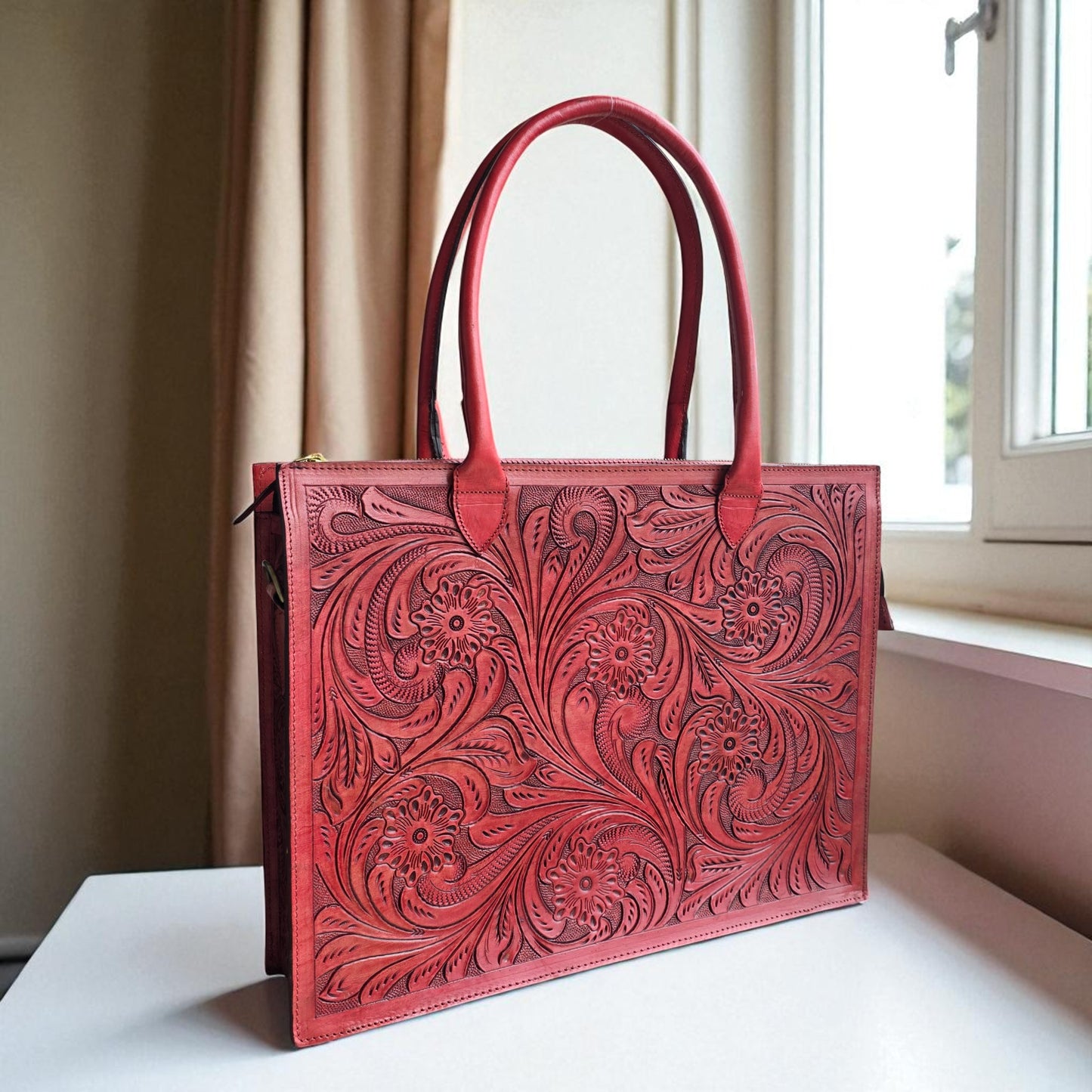 Premium Tooled Western Laptop Purse