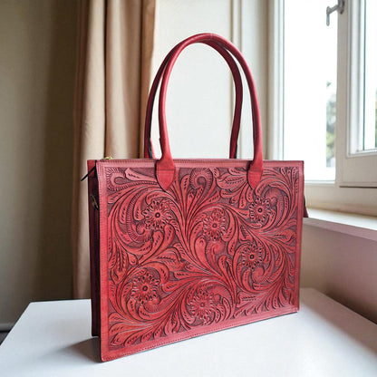 Premium Tooled Western Laptop Purse
