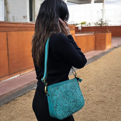 Tooled Leather Crossbody Purse