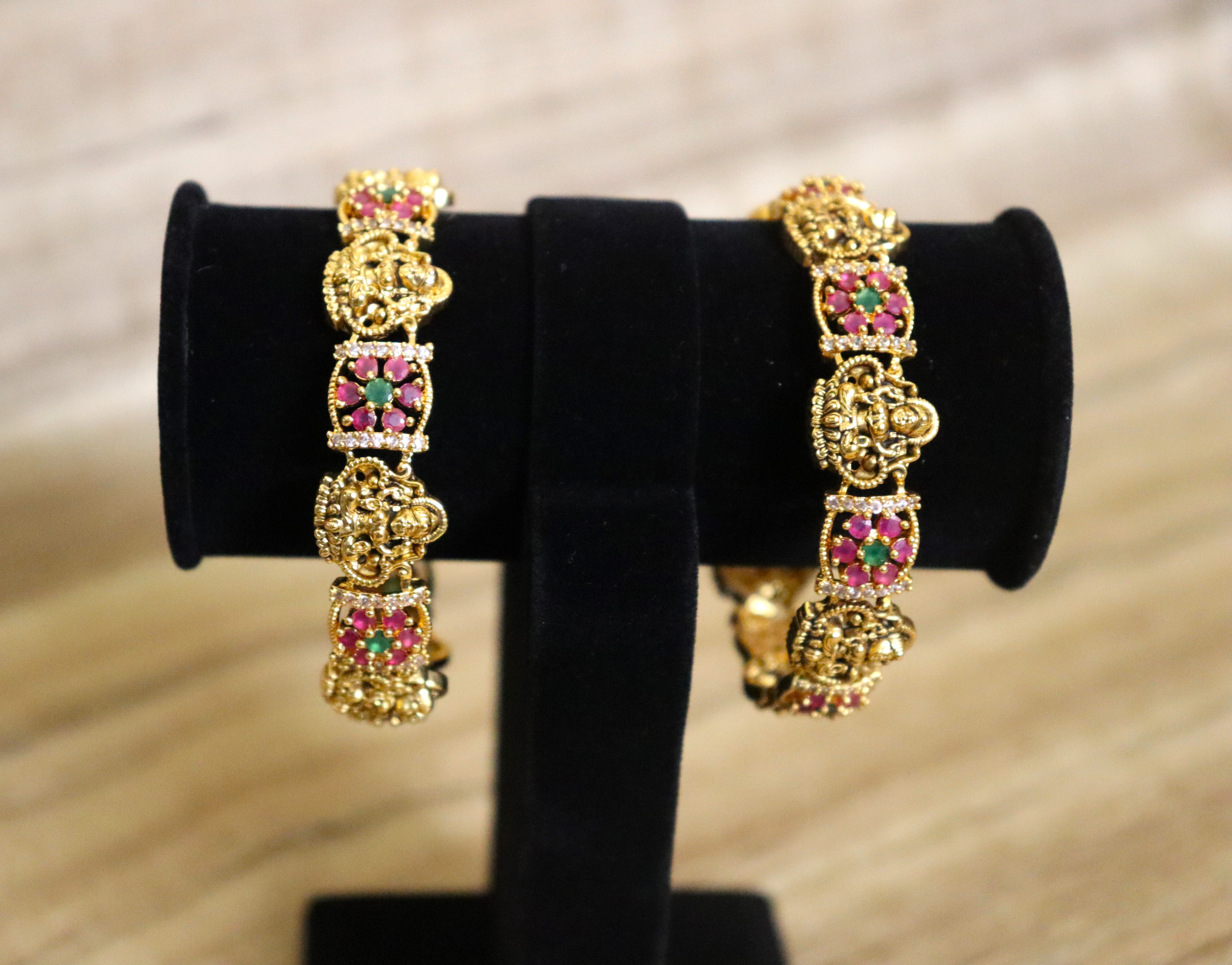 Matte Gold Stone Bangles