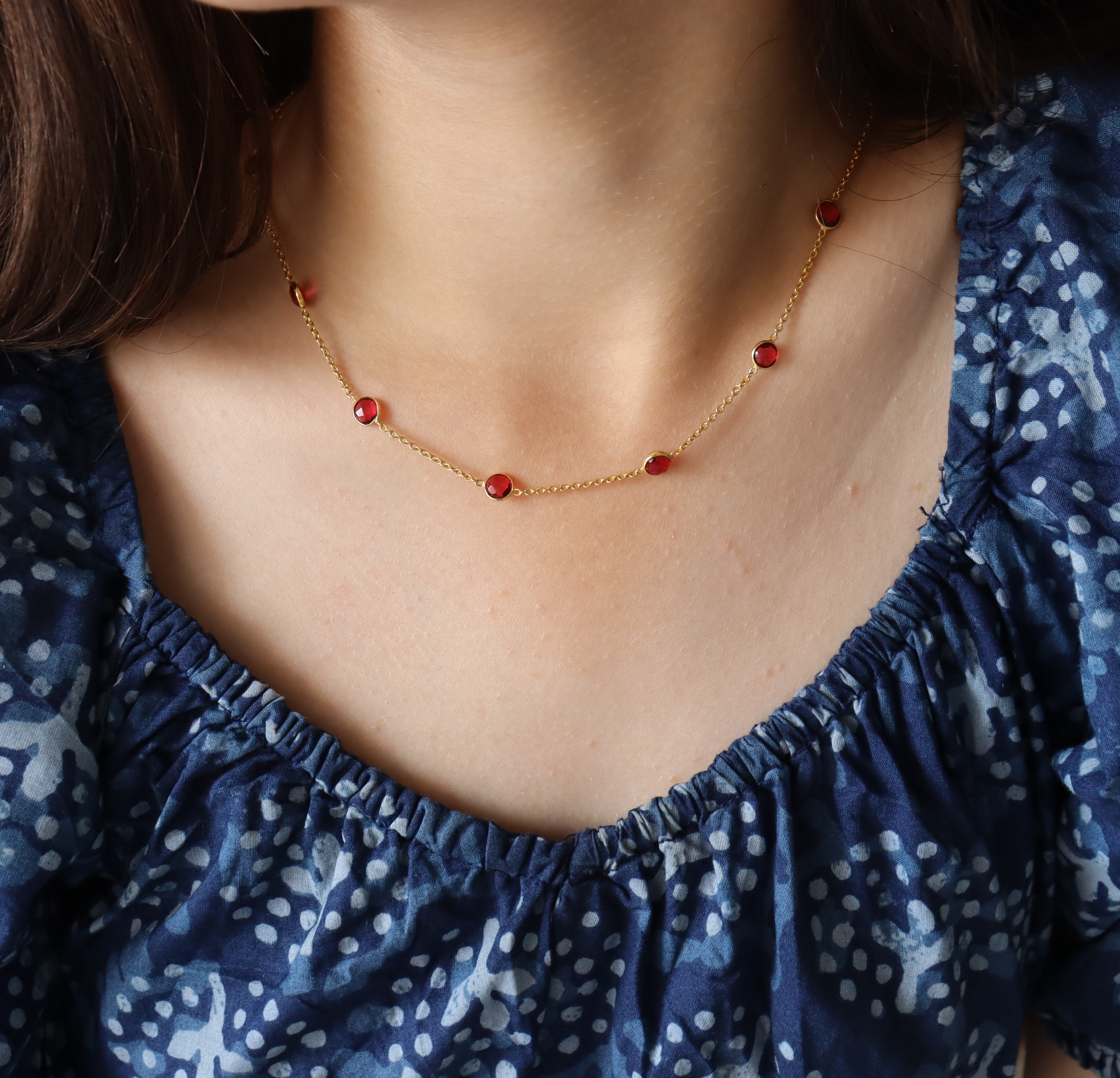 Dainty Ruby Red Stone Necklace