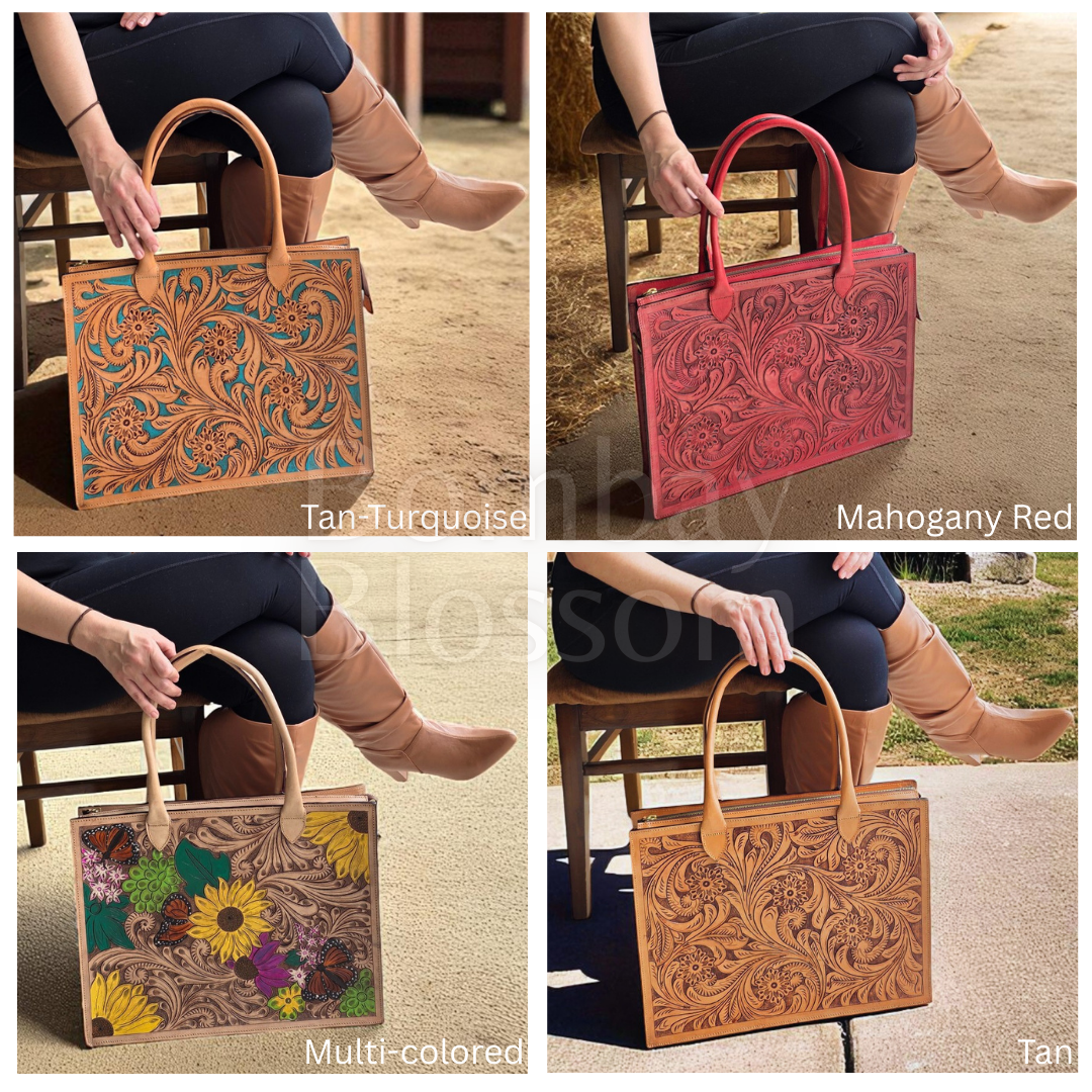 Premium Tooled Western Laptop Purse