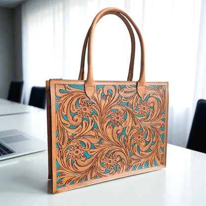 Premium Tooled Western Laptop Purse