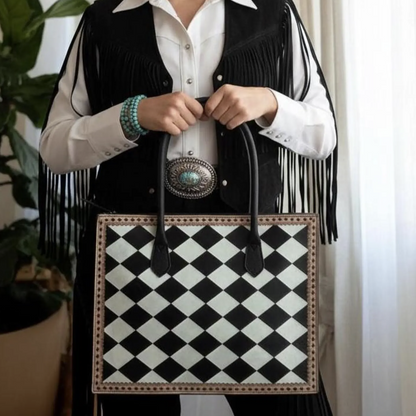 Regular Hand Tooled Turquoise Floral Western Tote