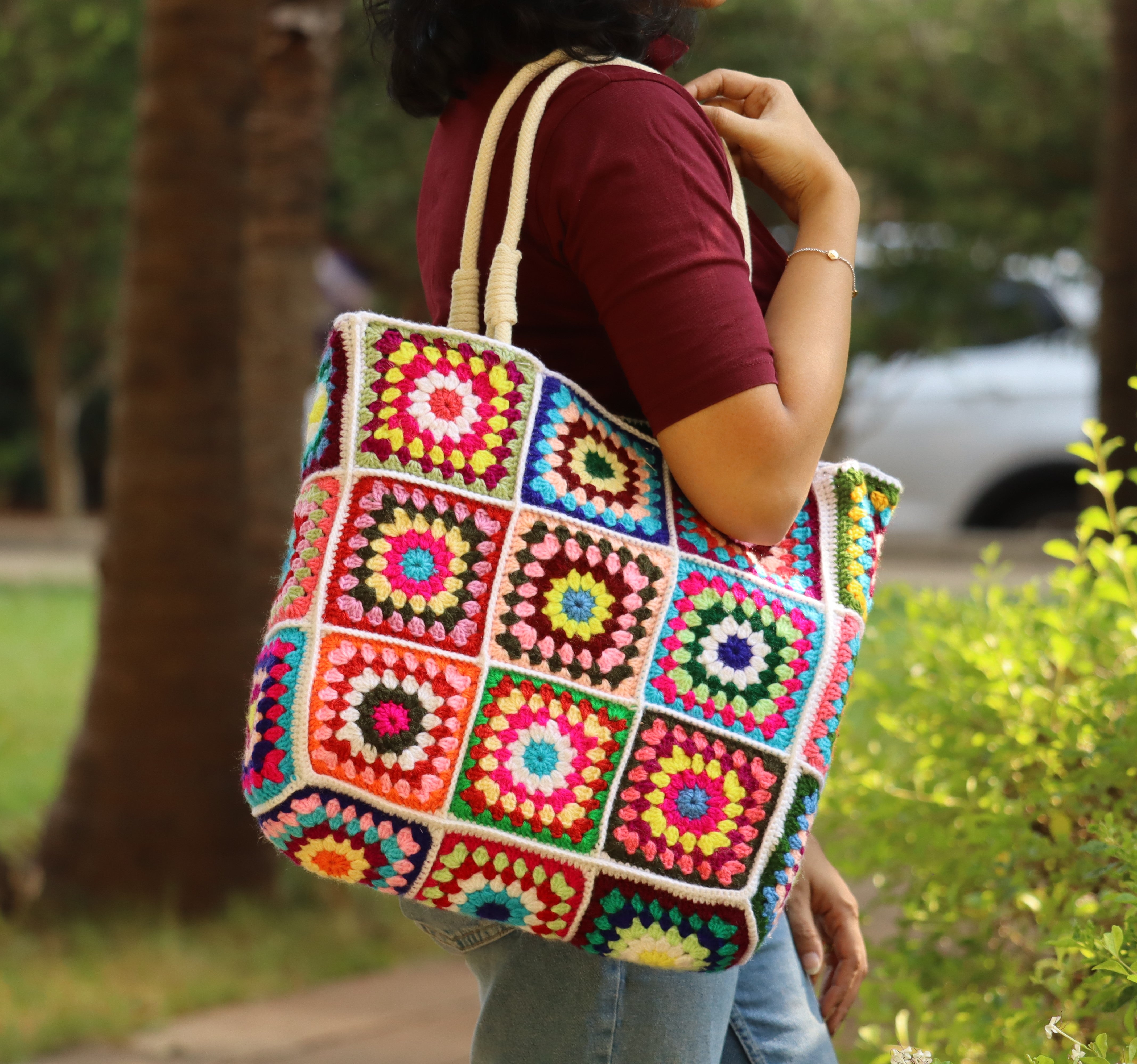 Granny Square Crochet Tote