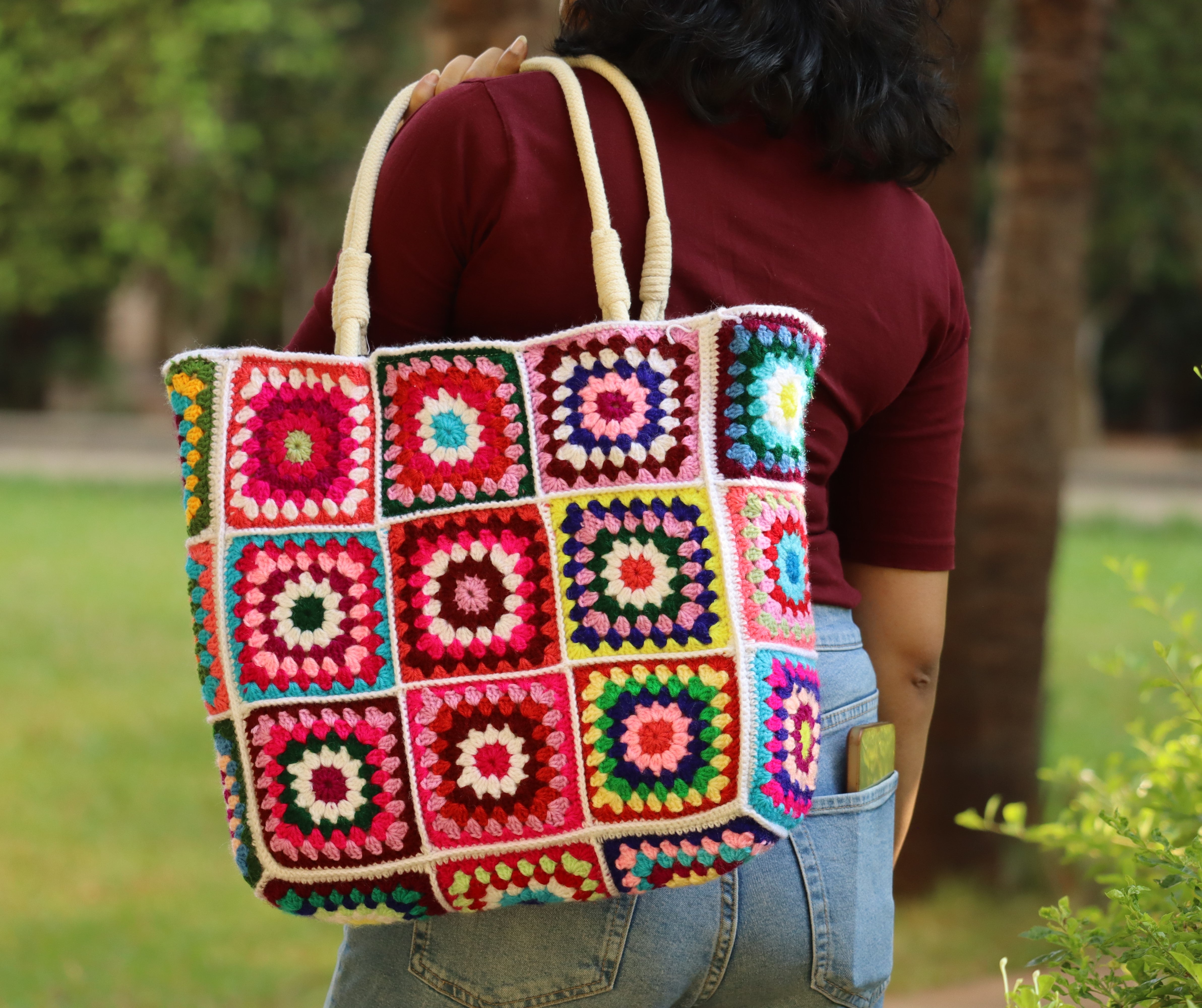 Granny Square Crochet Tote