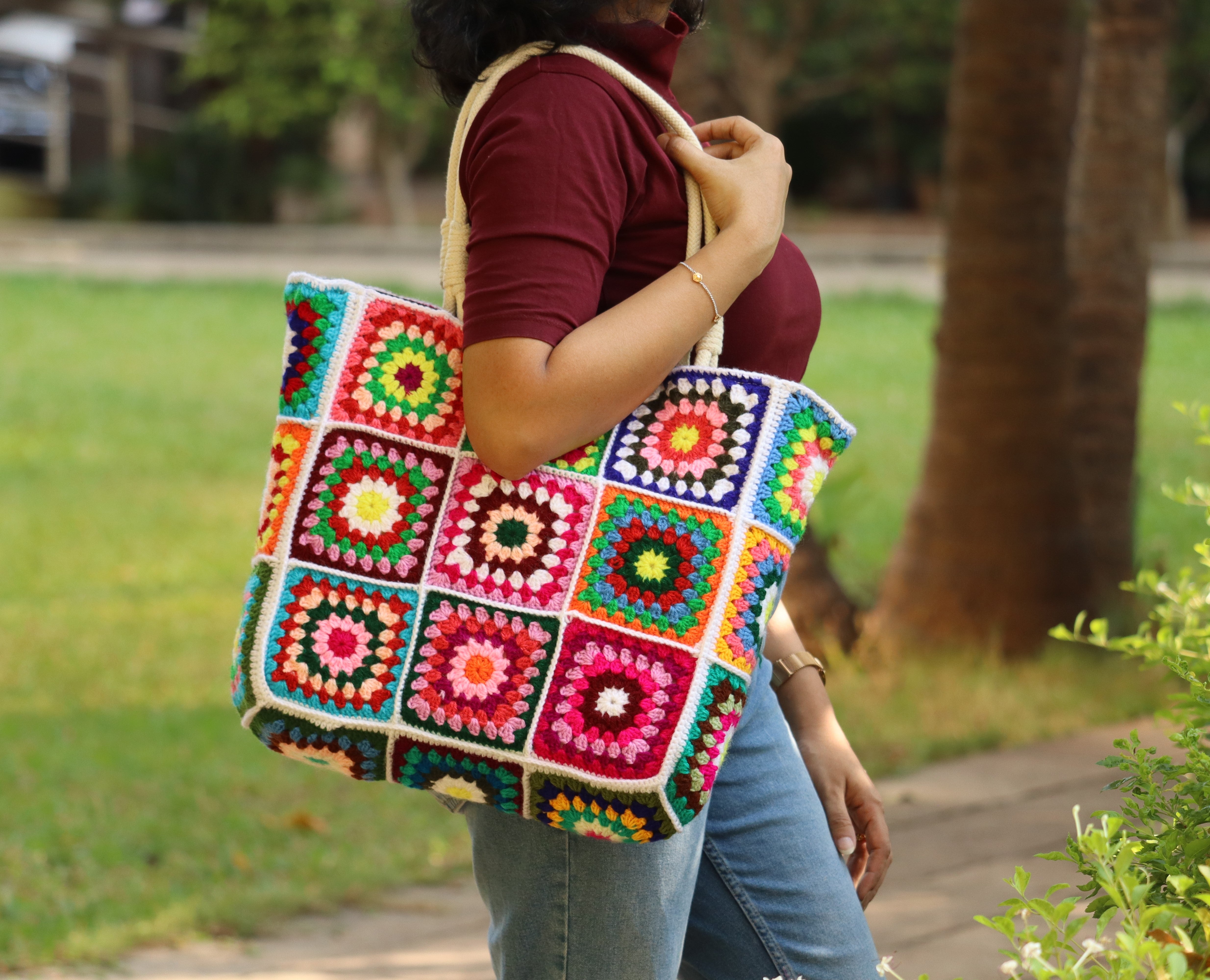 Granny Square Crochet Tote