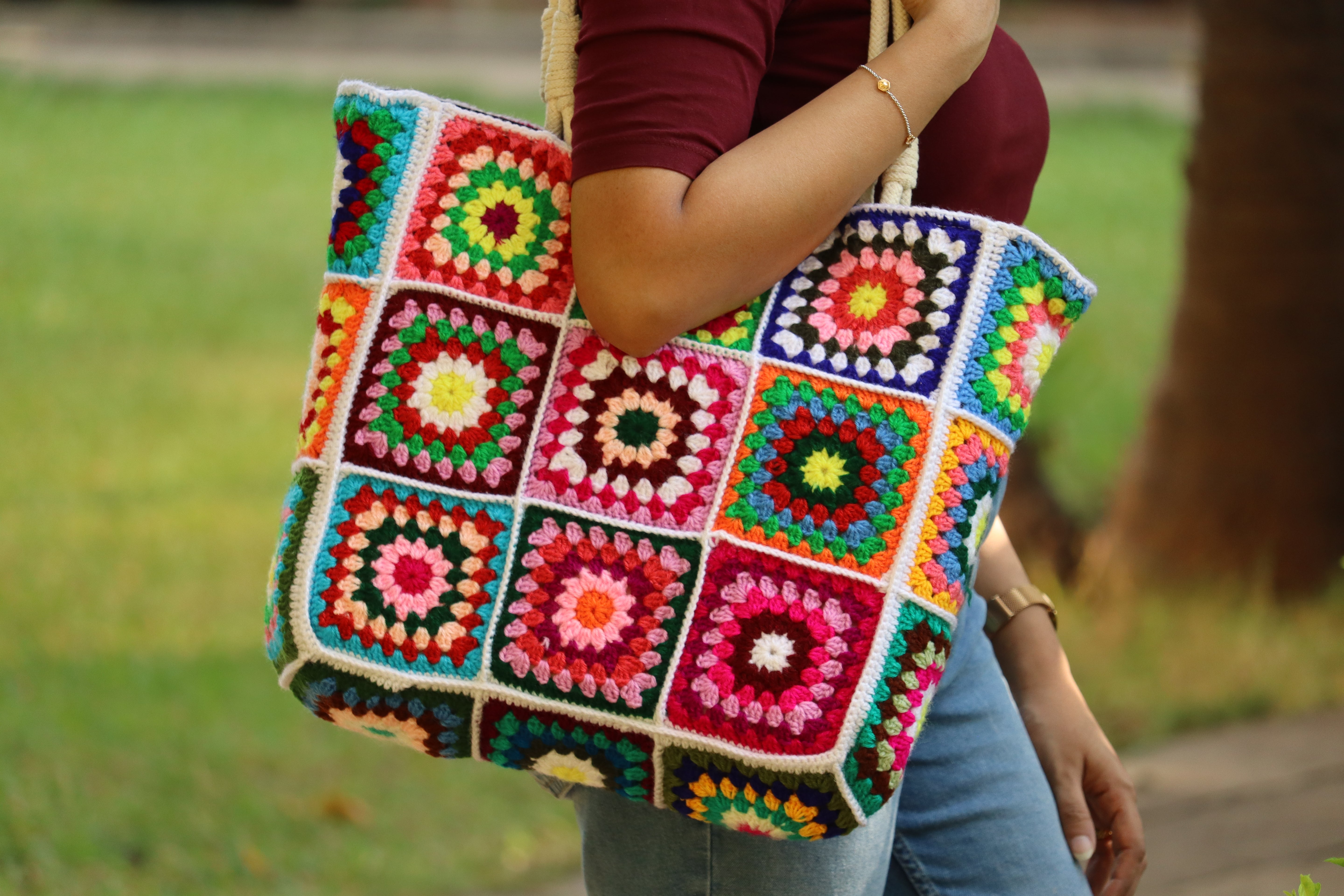 Granny Square Crochet Tote