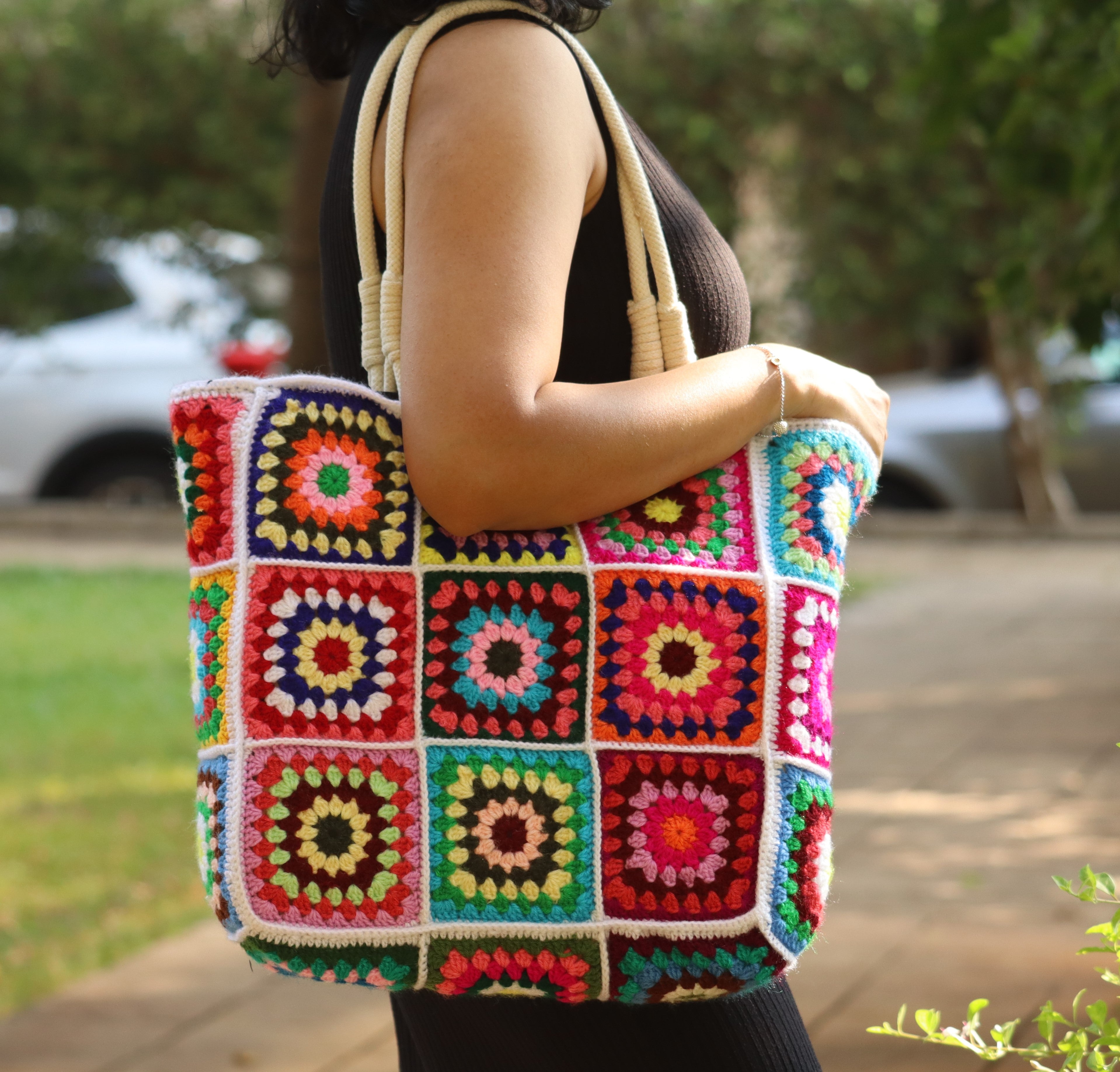 Granny Square Crochet Tote