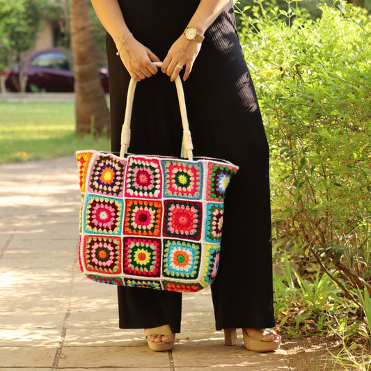 Granny Square Crochet Tote