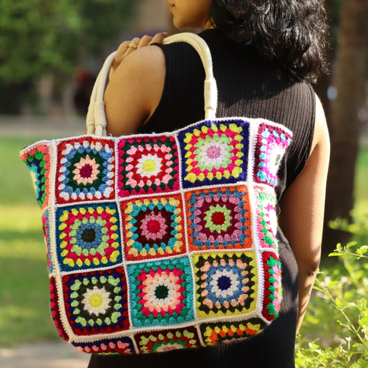 Granny Square Crochet Tote