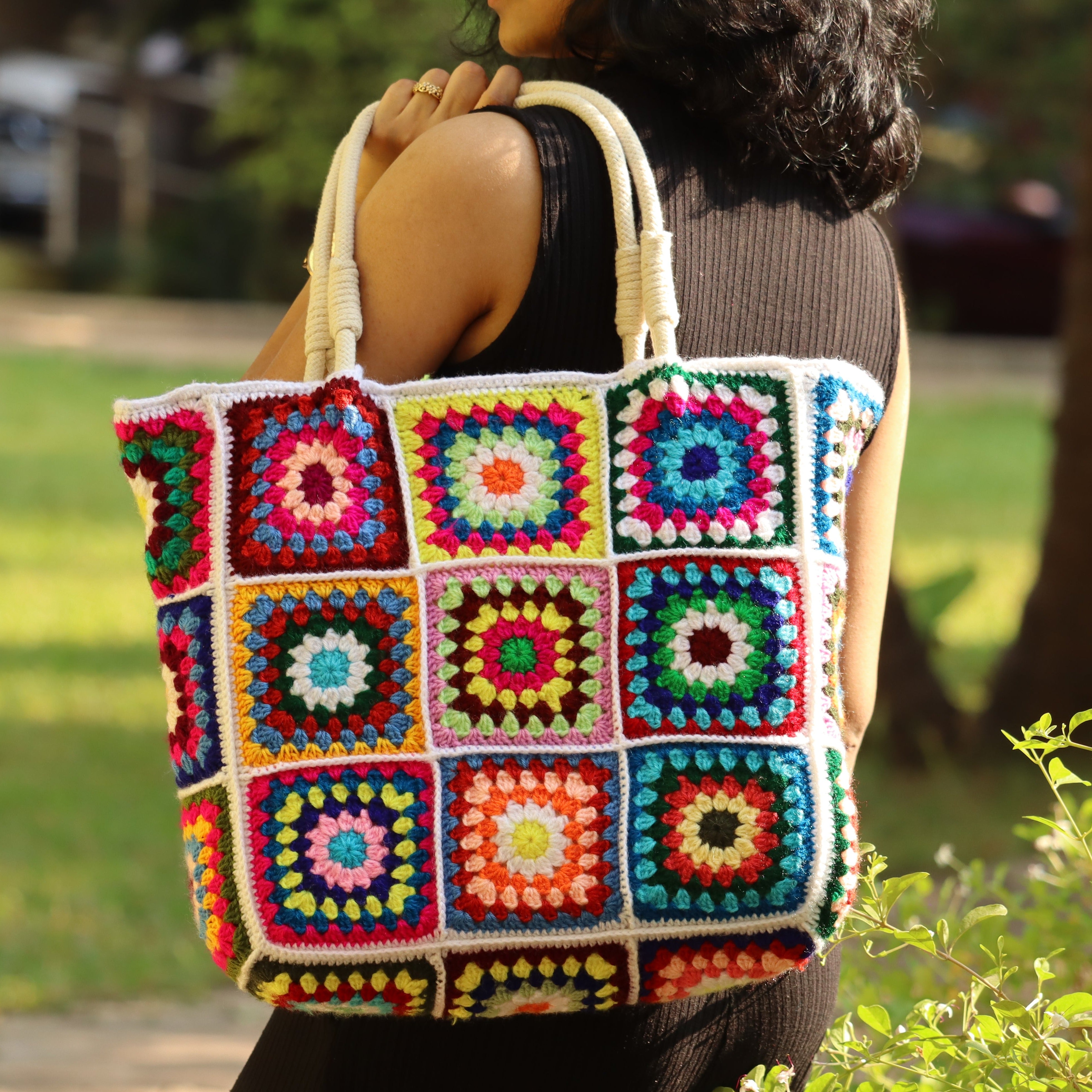 Granny Square Crochet Tote