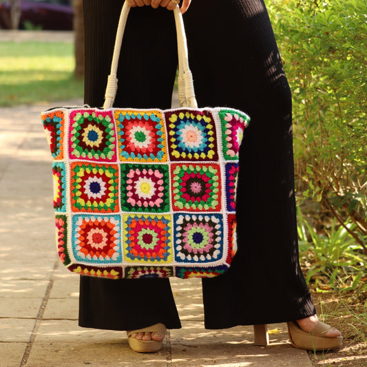 Granny Square Crochet Tote