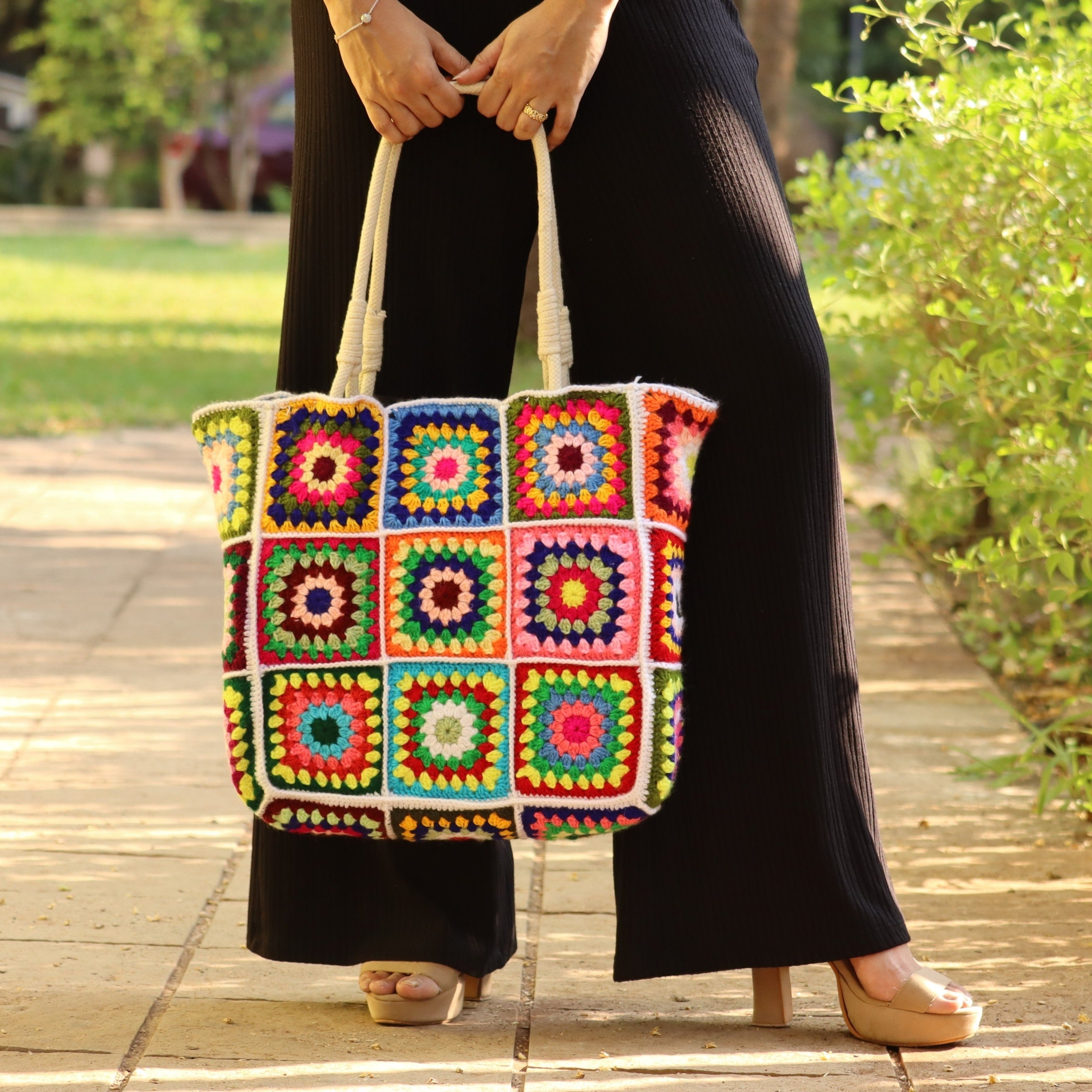 Granny Square Crochet Tote