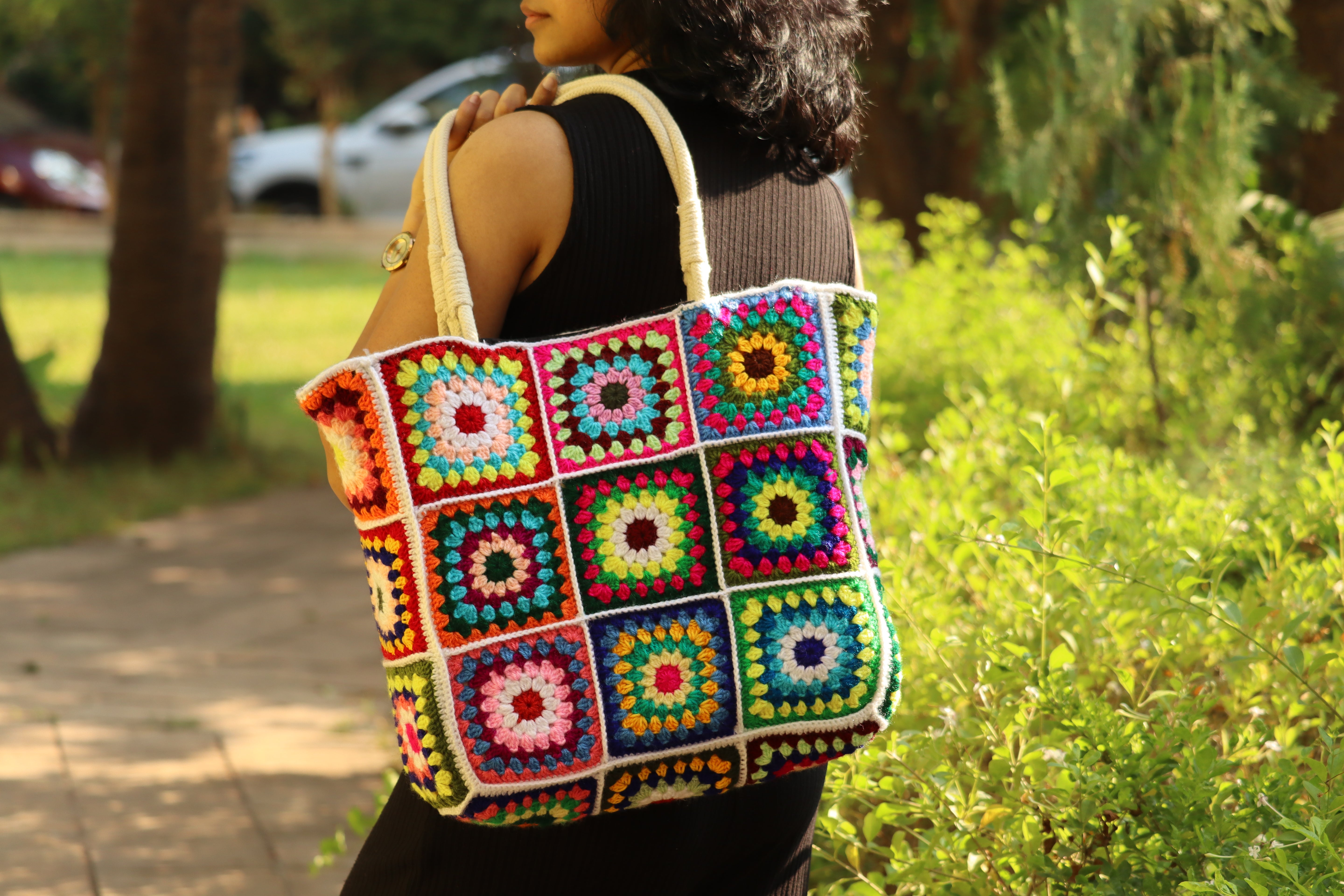 Granny Square Crochet Tote