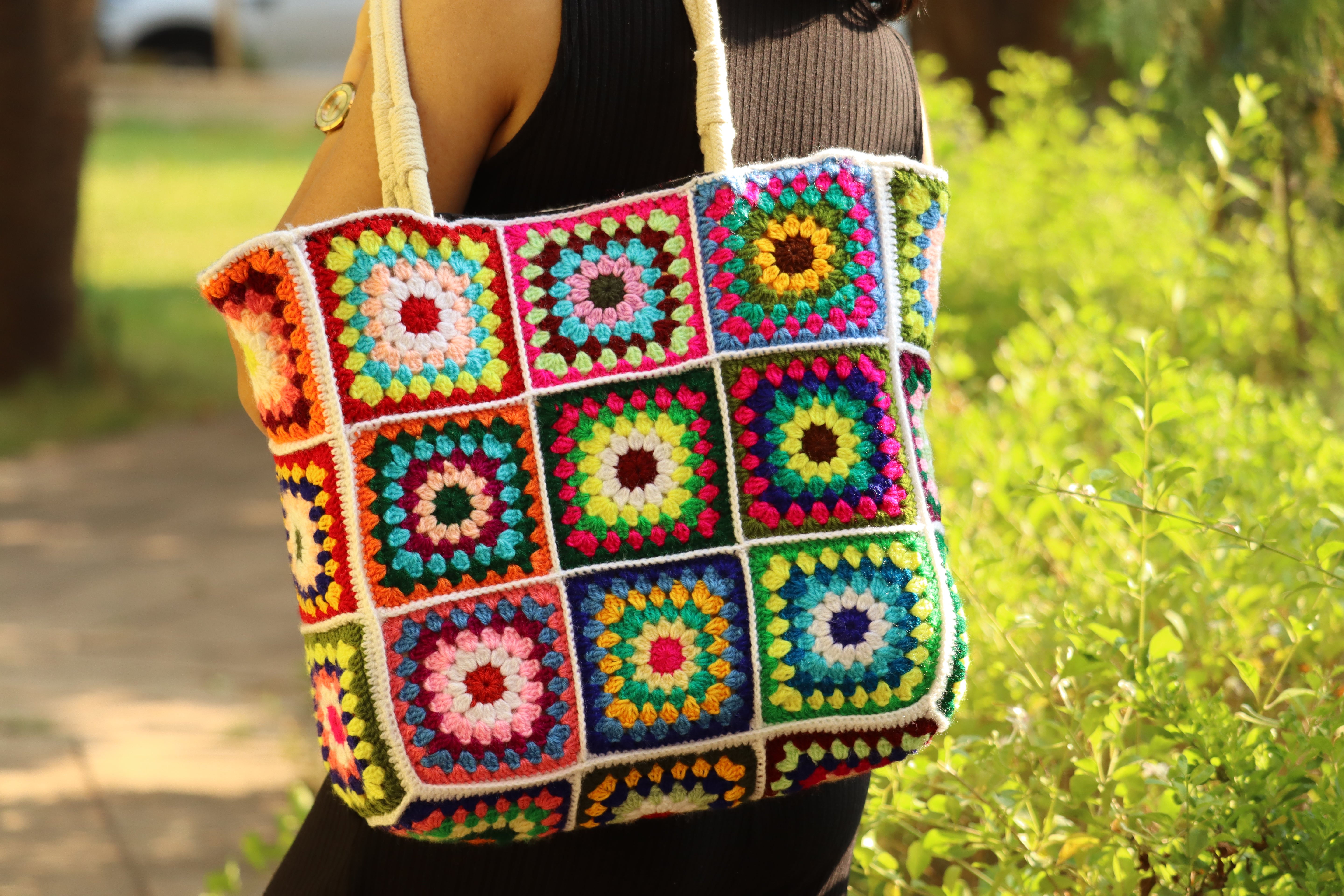 Granny Square Crochet Tote