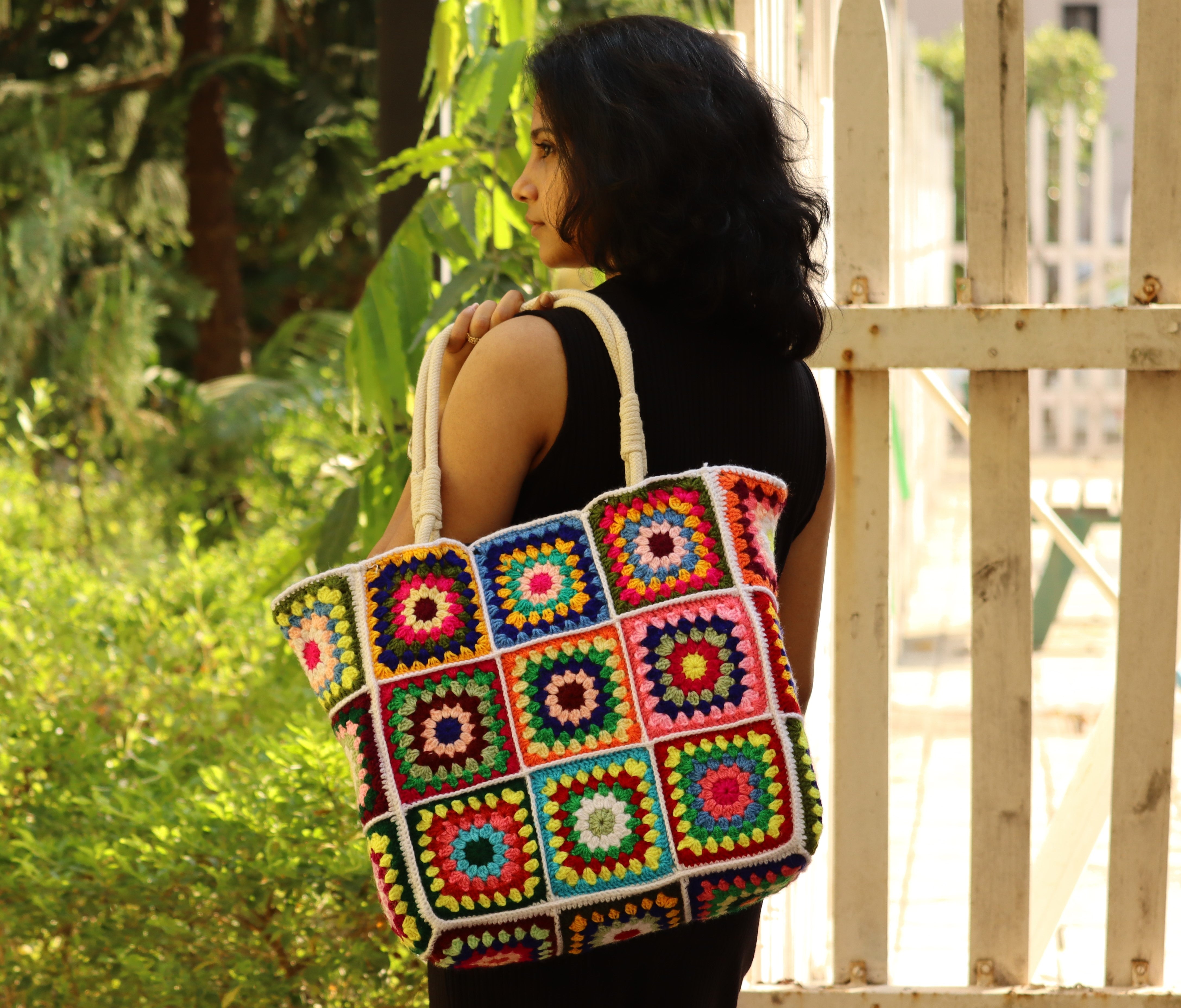 Granny Square Crochet Tote