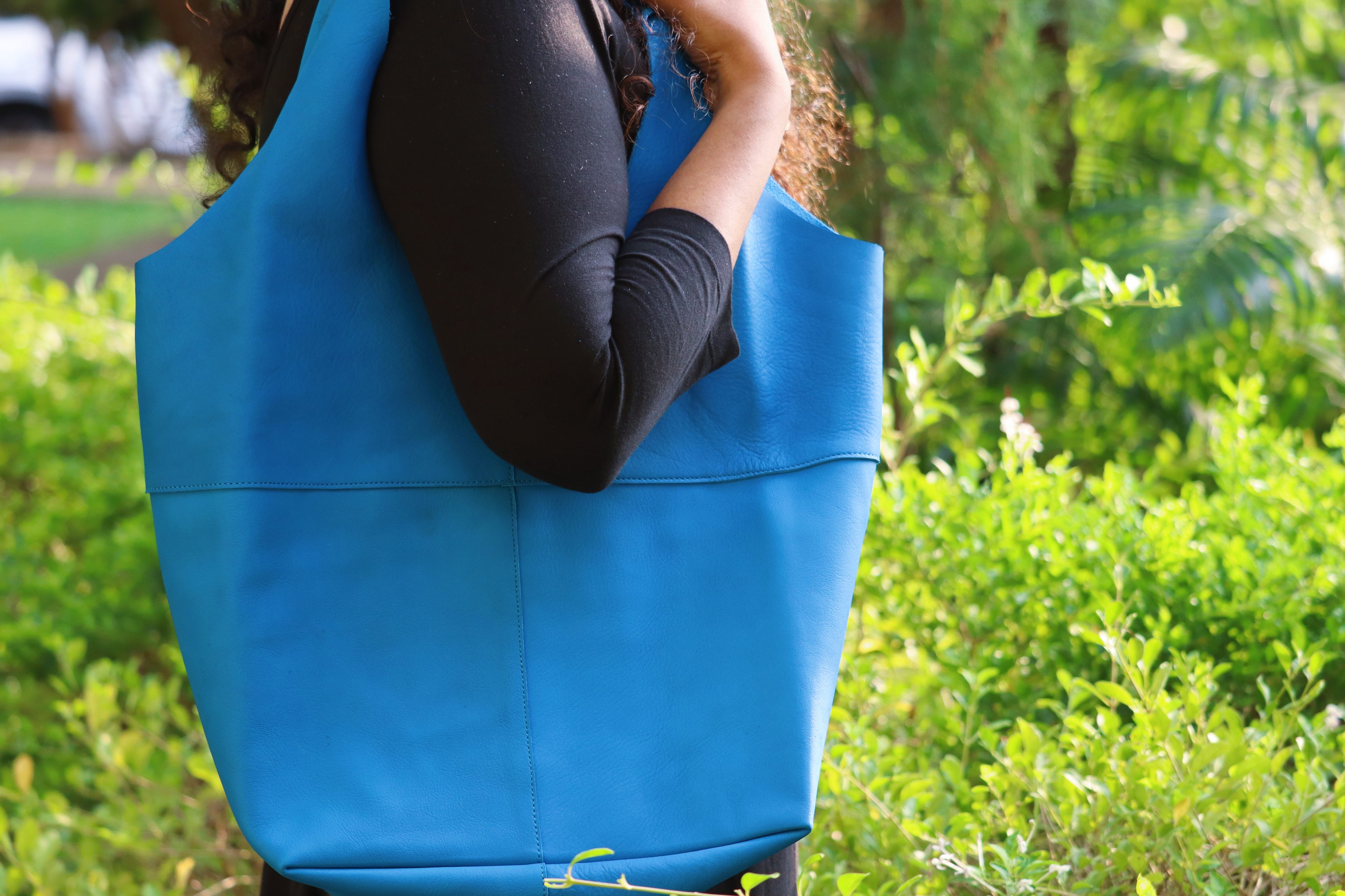 Blue Soft Leather Tote