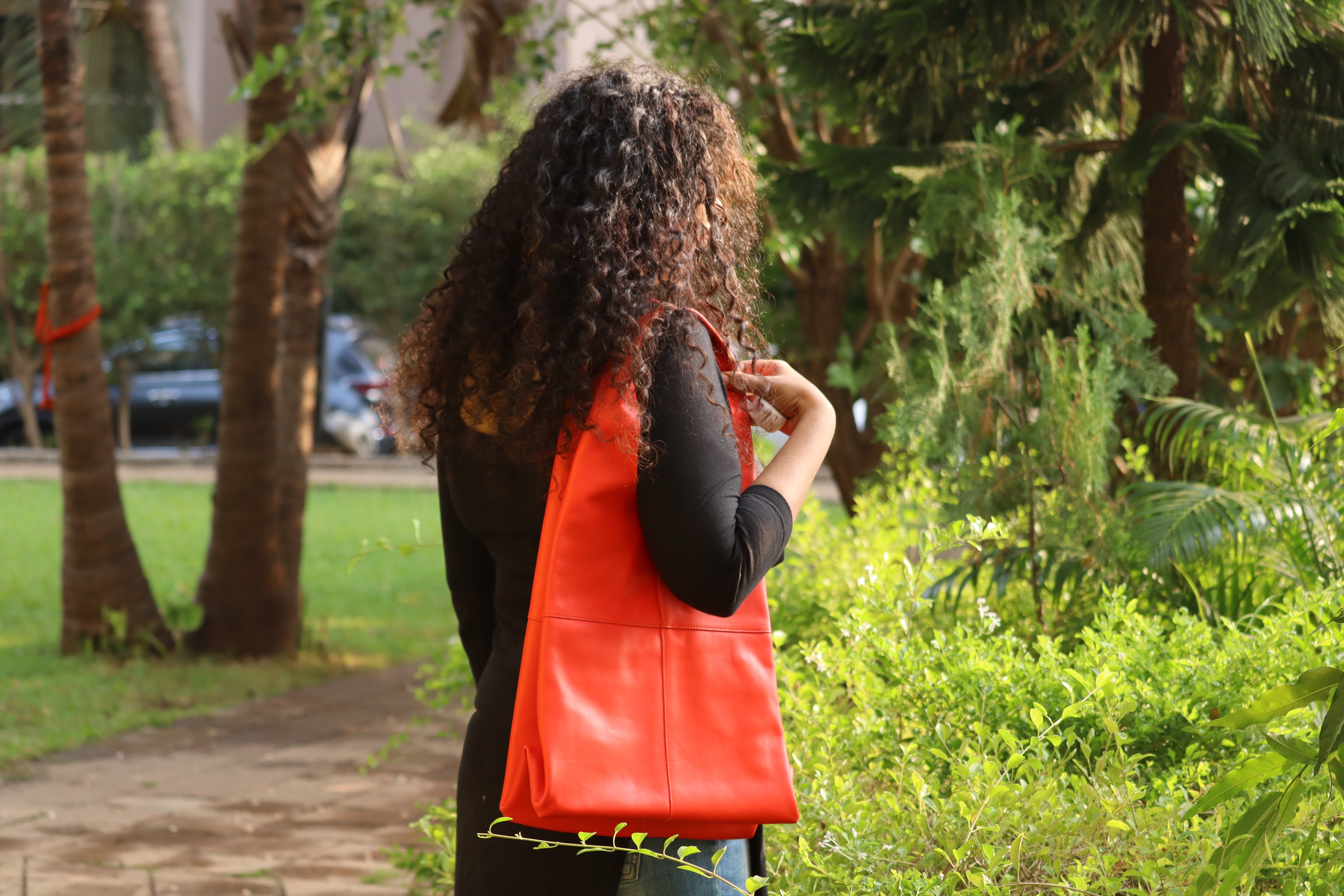 Red Soft Leather Tote