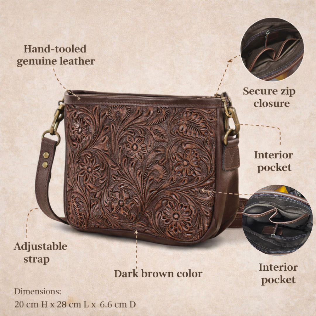 Tooled Leather Crossbody Purse