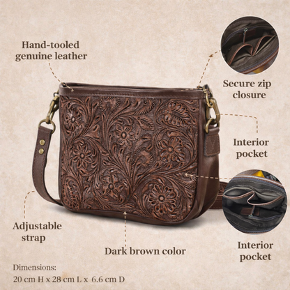 Tooled Leather Crossbody Purse