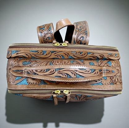 Tooled Leather Laptop Backpack
