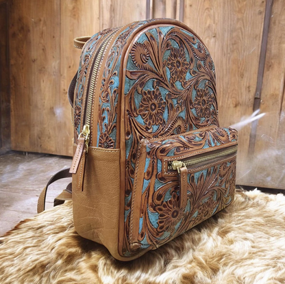 Small Tooled Leather Backpack