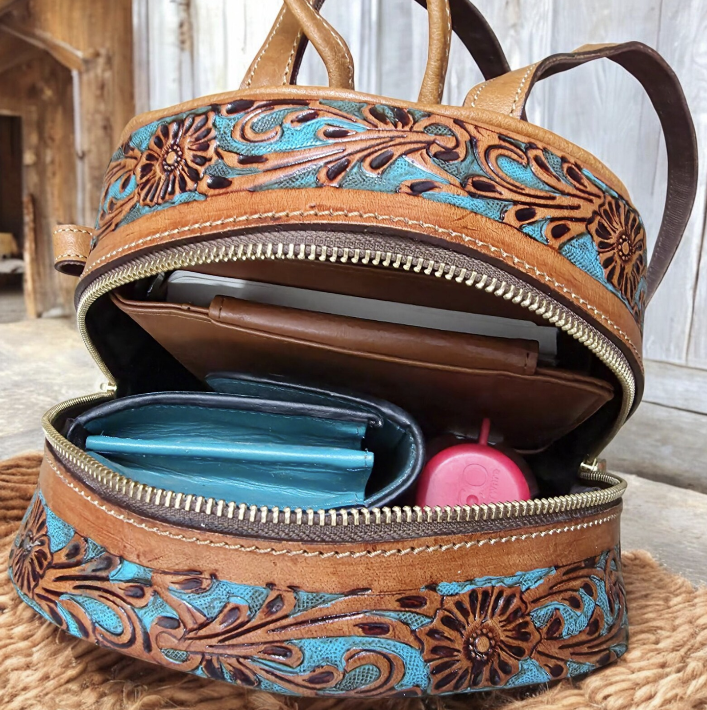 Small Tooled Leather Backpack