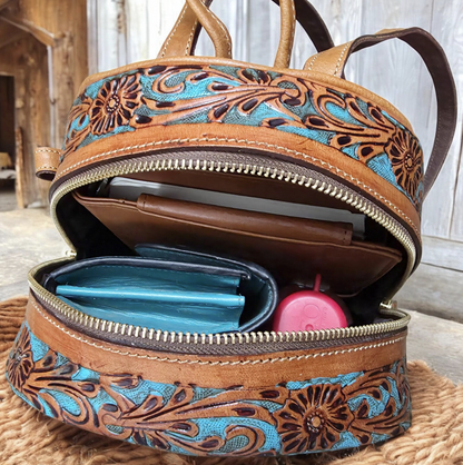 Small Tooled Leather Backpack