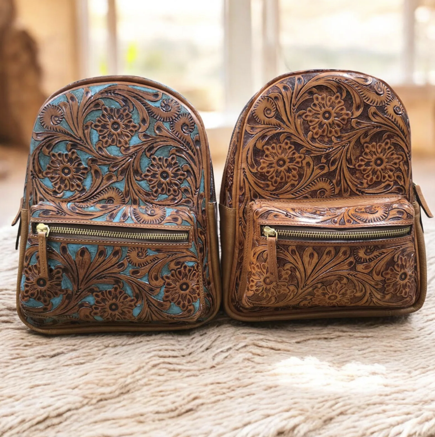 Small Tooled Leather Backpack