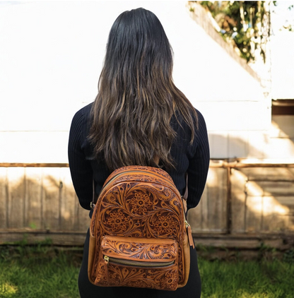Small Tooled Leather Backpack
