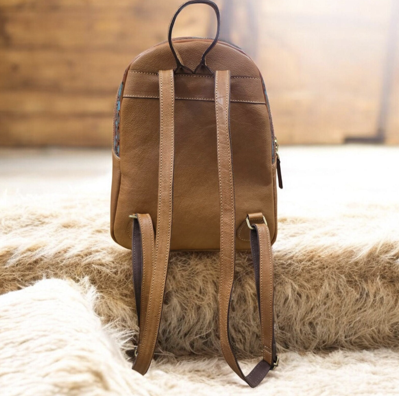 Small Tooled Leather Backpack