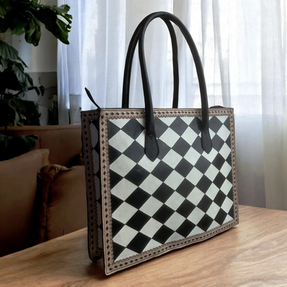 Regular Hand Tooled Turquoise Floral Western Tote