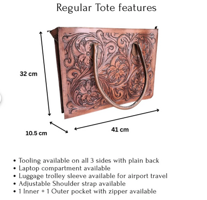 Regular Hand Tooled Brown Floral Western Tote