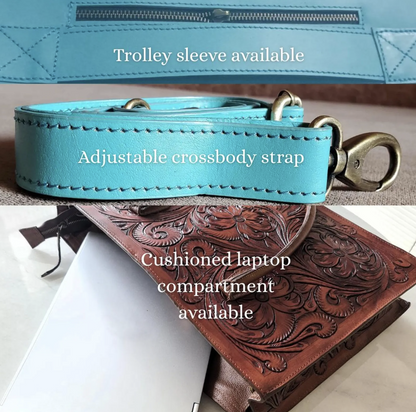 Regular Hand Tooled Brown Floral Western Tote