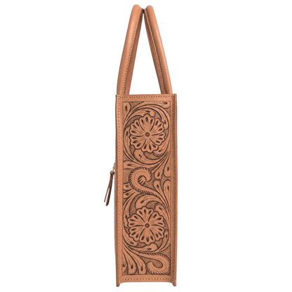 Regular Hand Tooled Turquoise Floral Western Tote
