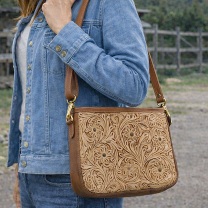 Tooled Leather Crossbody Purse
